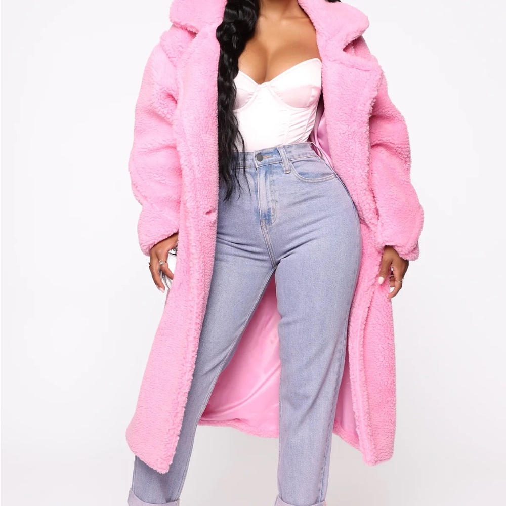 Fashion Nova Plush Pink Teddy Jacket